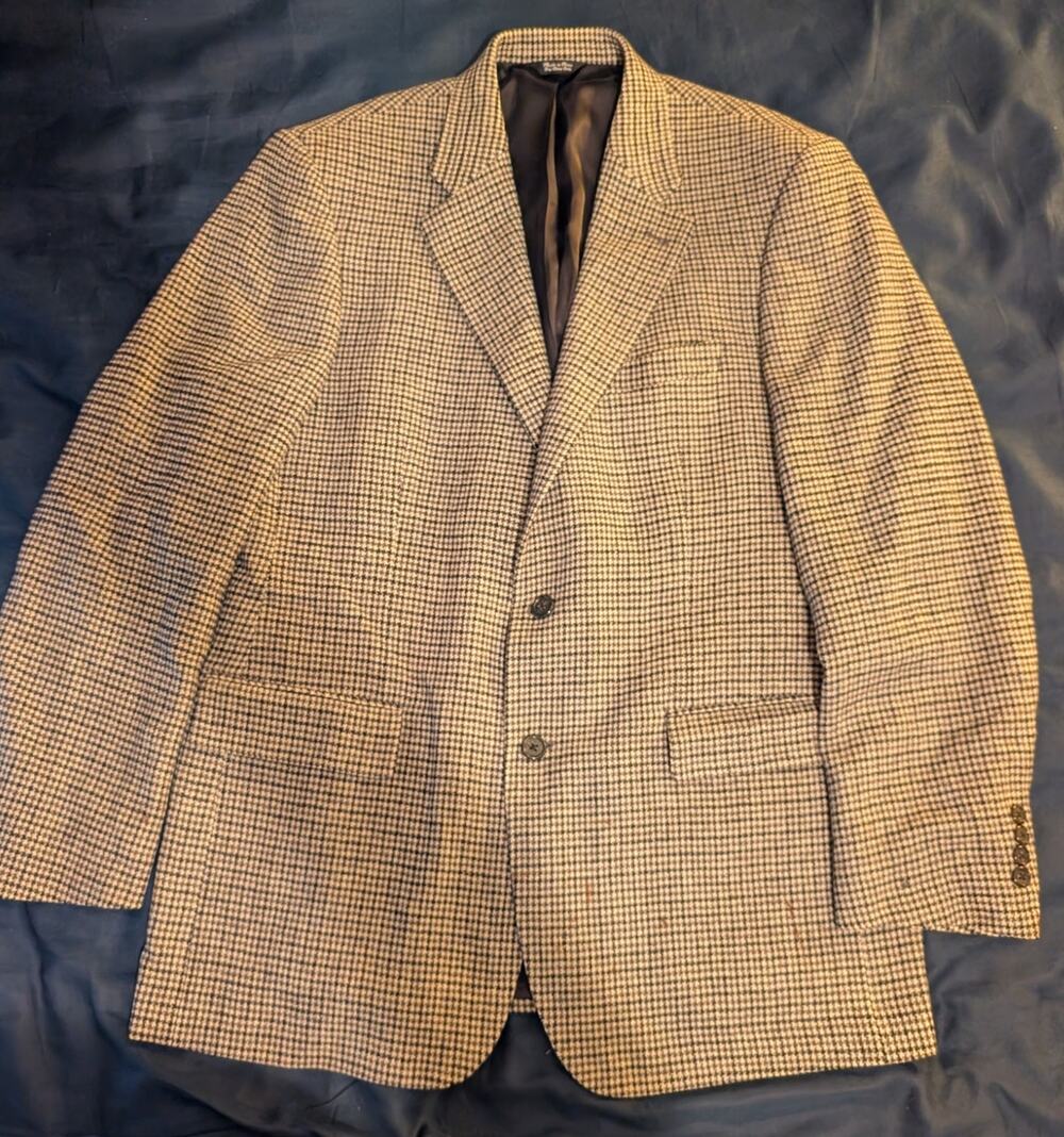 Paul Frederick 100% Camel Hair Sport Coat Blazer 42L Houndstooth